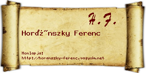 Horánszky Ferenc névjegykártya